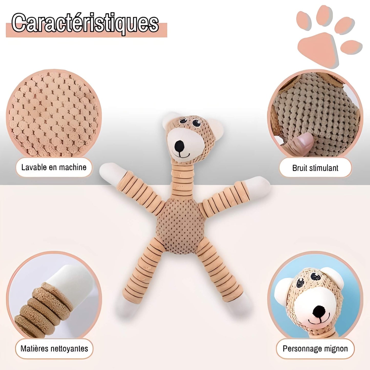 Jouet Sonore Pour Chien en forme de Ours La Niche de Jules JuJuBearChew caractéristiques