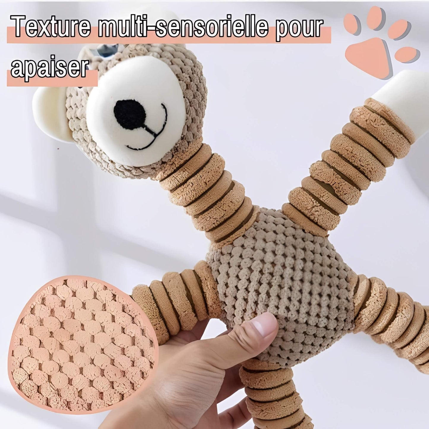 Jouet Sonore Pour Chien en forme de Ours La Niche de Jules JuJuBearChew texture multi sensorielle pour apaiser
