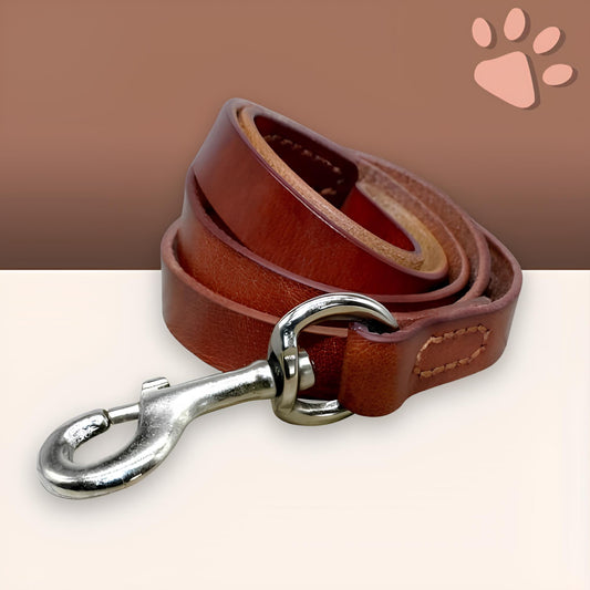 Laisse en cuir veritable pour chien la niche de jules jujuluxeleash marron