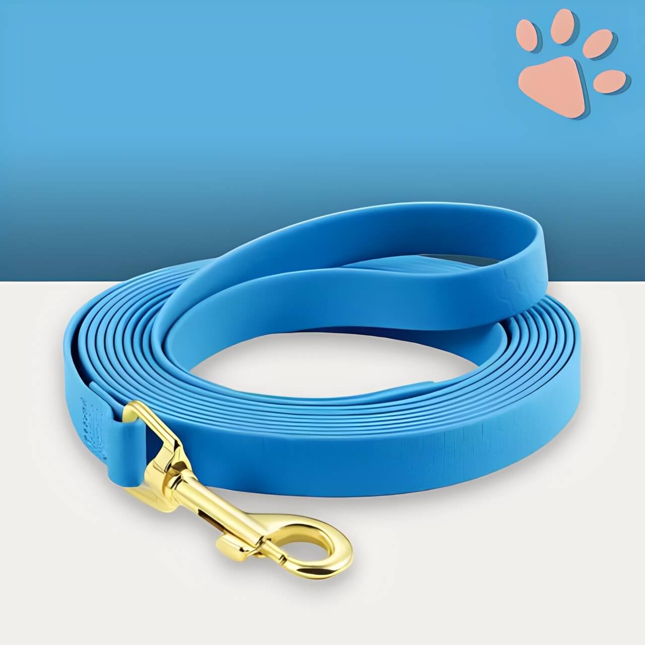 Laisse longe pour chien PVC jujulongepvc la niche de jules bleu