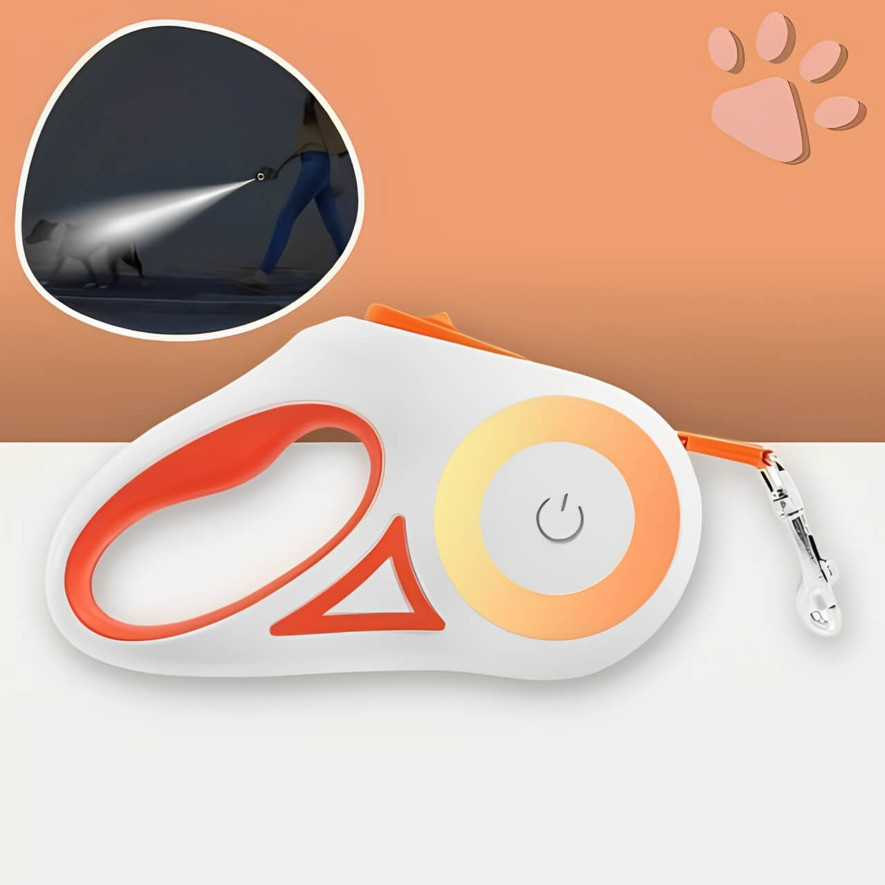 Laisse pour chien Enrouleur Lumiere jujuleashled la niche de jules orange