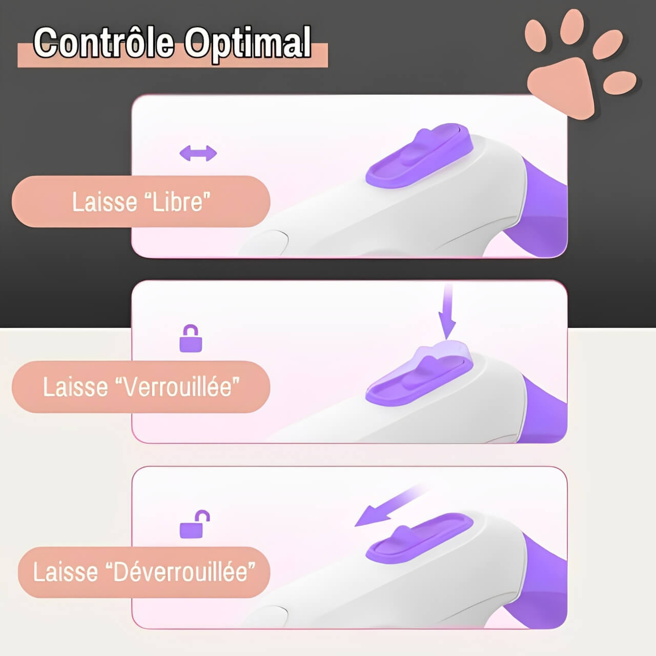 Laisse pour chien Enrouleur Lumiere jujuleashled la niche de jules controle optimal