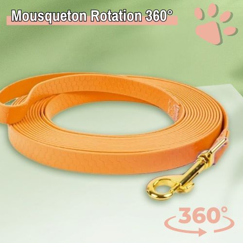 Laisse longe pour chien PVC jujulongepvc la niche de jules mousqueton 360