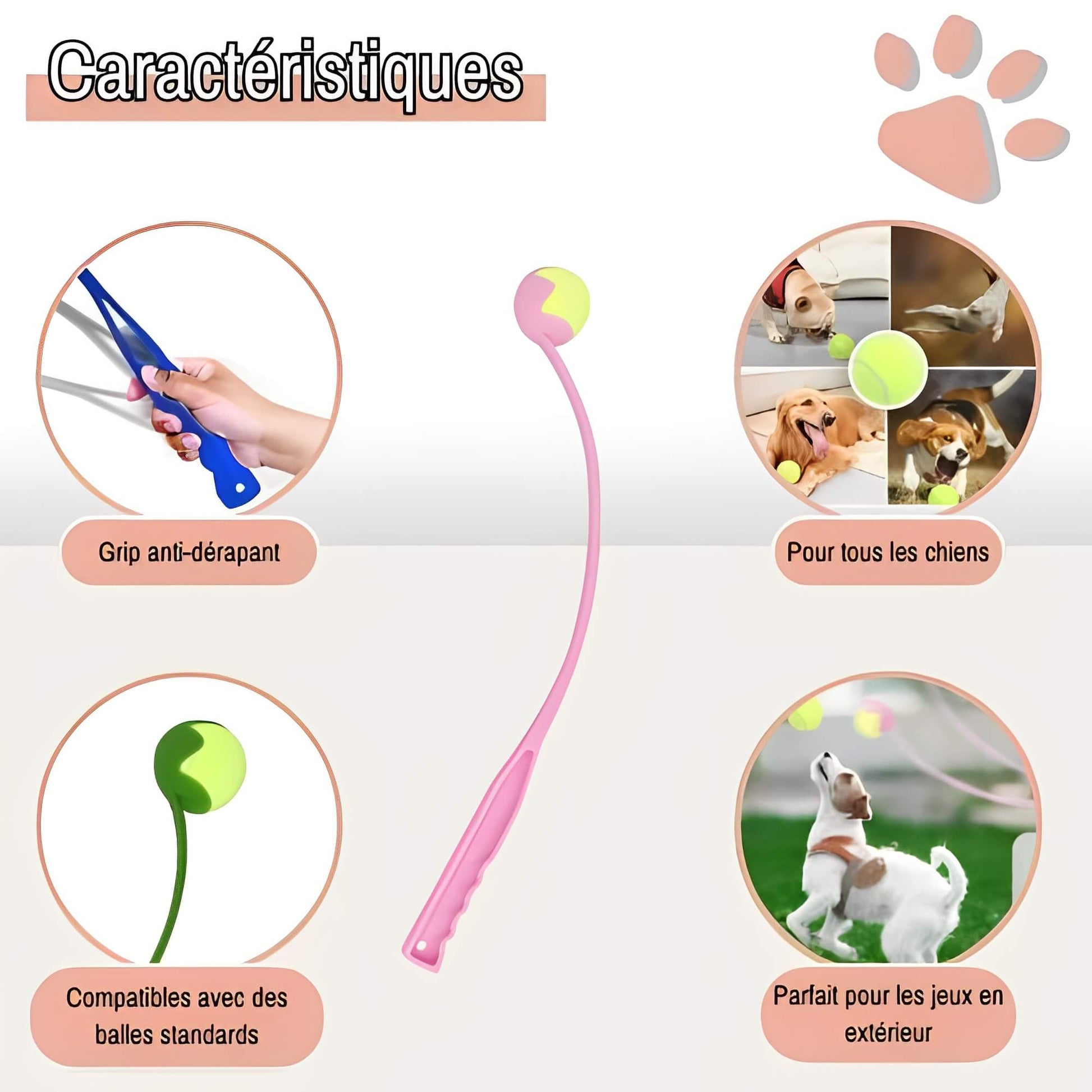 Lanceur de Balle Pour Chien la niche de jules JuJuLaunchGrip caractéristiques