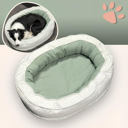 Lit pour Chien Rond Orthopédique Déhoussable et Anti‑Anxiété | JuJuCalmNest™ - VERT PASTEL - Taille L - Collection "Seconde Patte 🐾"