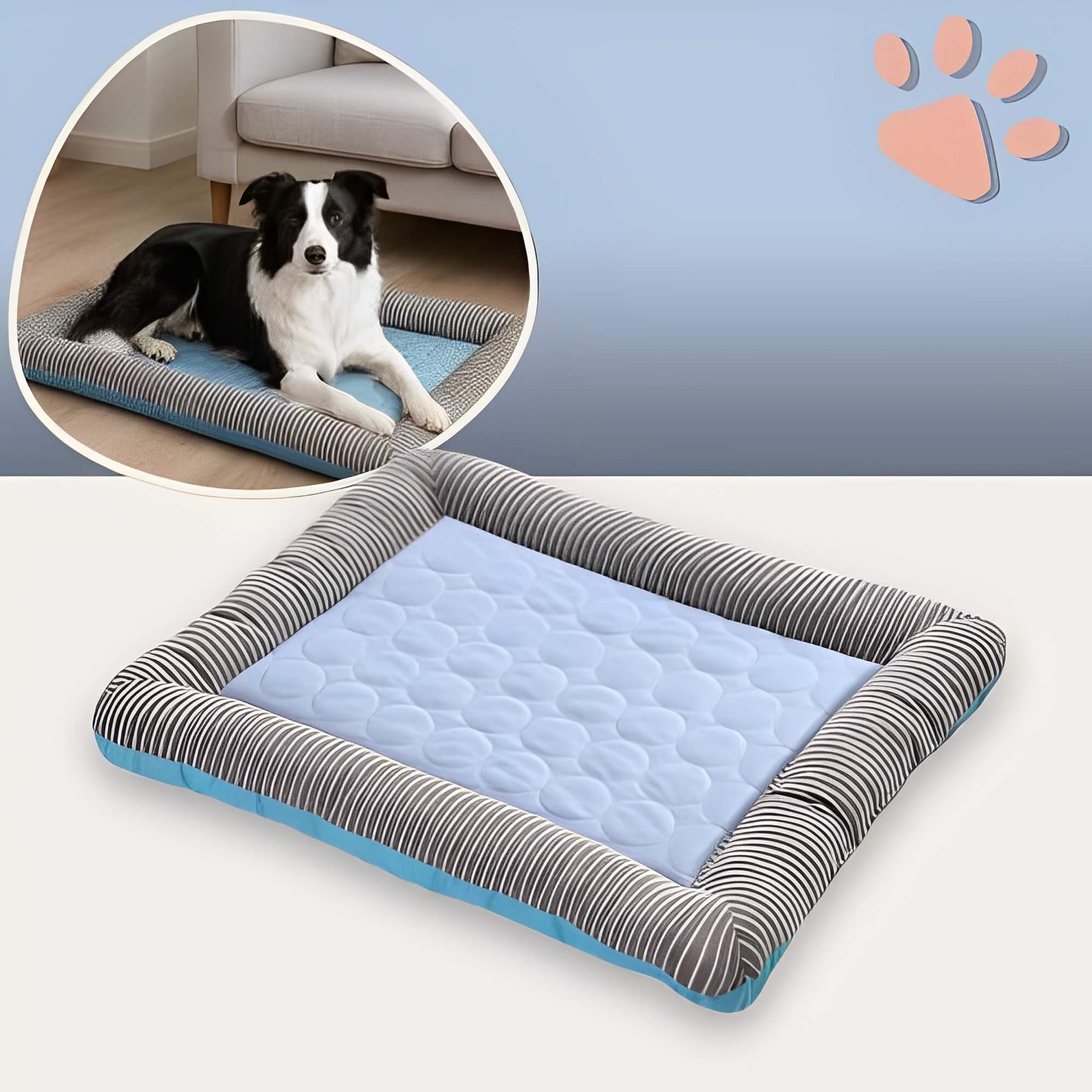 Lit pour Chien et chat Rectangulaire Respirant et Antiderapant JuJuIceCool variante bleu