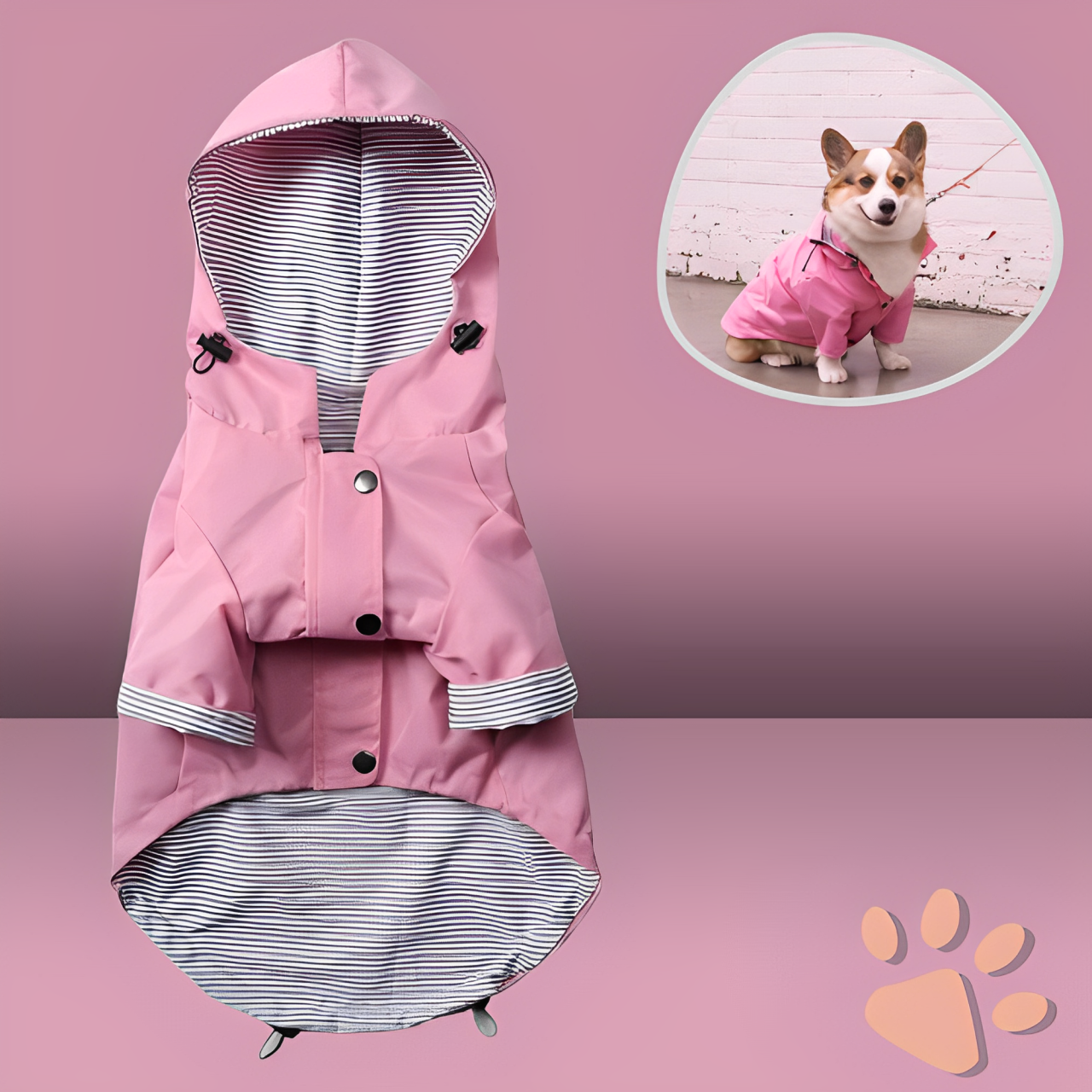 Manteau de pluie imperméable pour chien la niche de jules jujucoat rose