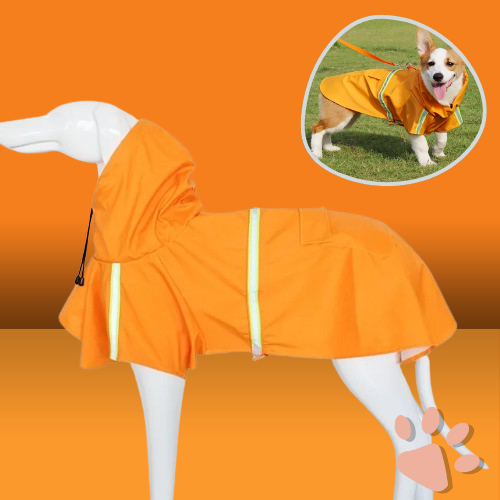 Manteau de pluie pour chien vetement coupe vent chien la niche de jules jujuwat passe laisse harnais orange