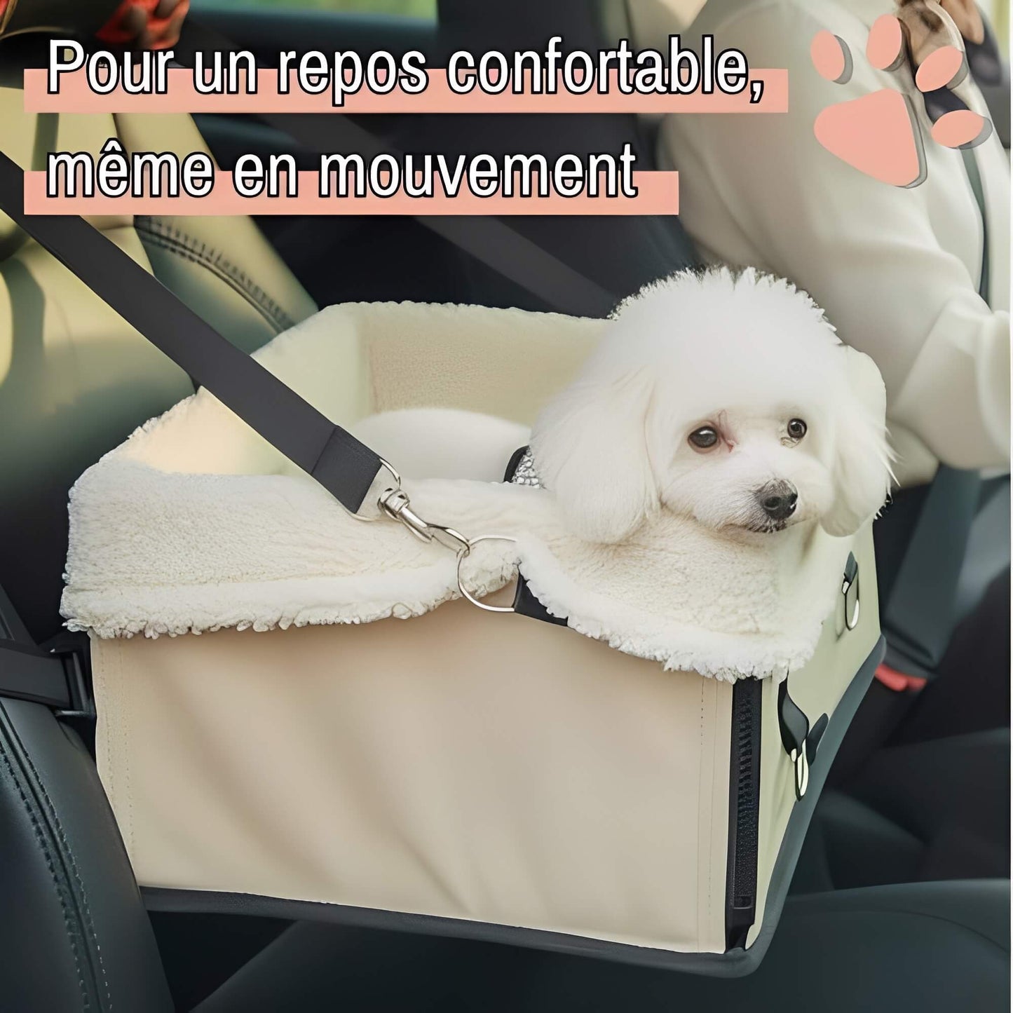 Panier de Transport pour Chien Sécurité et Confort en Voiture la niche de jules JuJuCarBooster pour un repos confortable même en mouvement