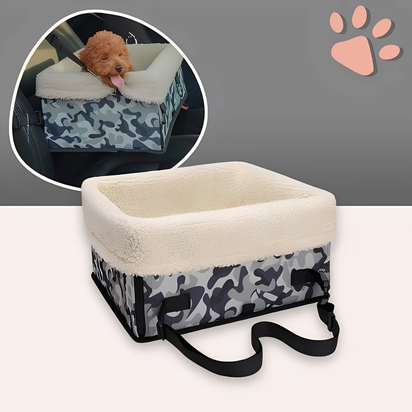Panier de Transport pour Chien Sécurité et Confort en Voiture la niche de jules JuJuCarBooster variante camouflage