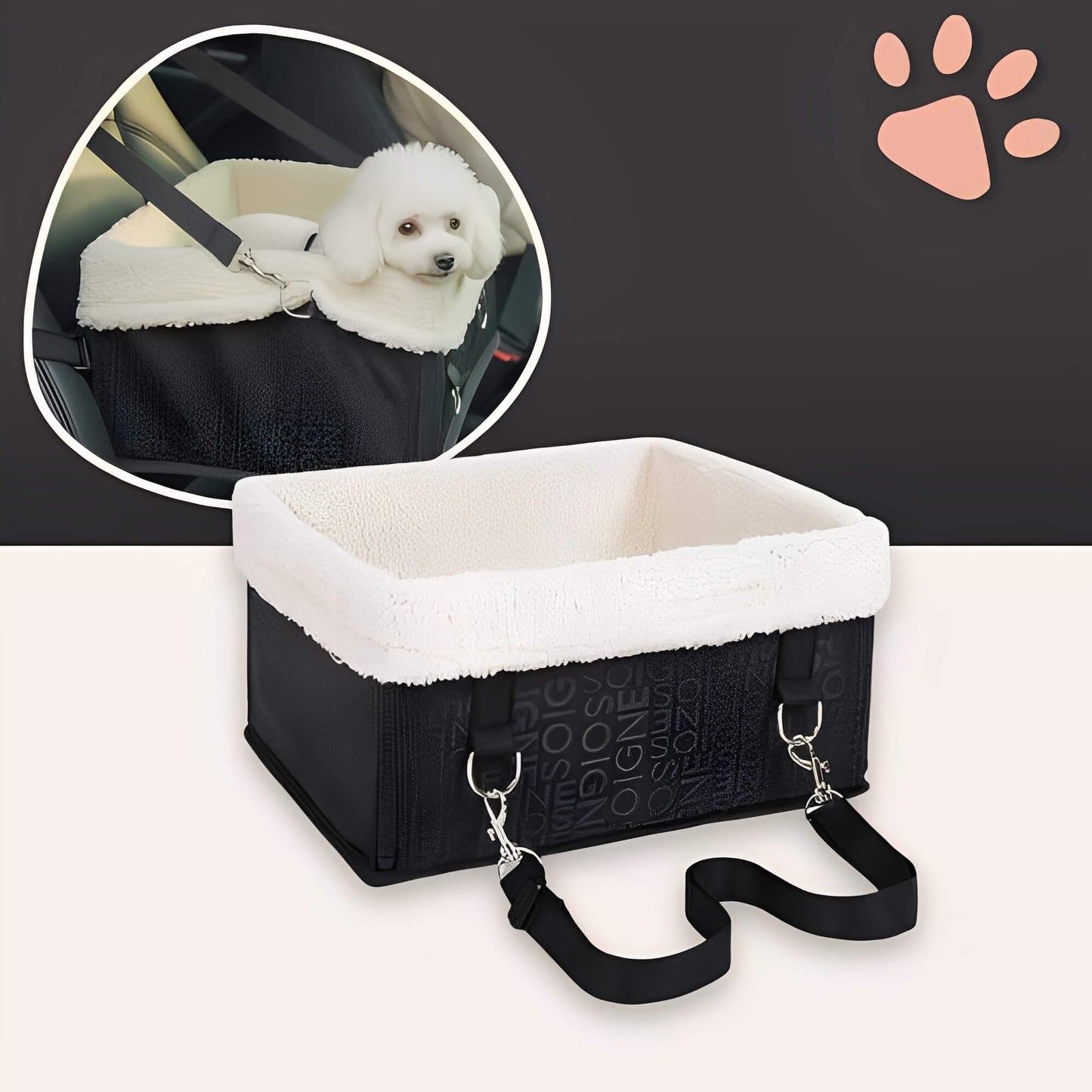Panier de Transport pour Chien Sécurité et Confort en Voiture la niche de jules JuJuCarBooster variante noire