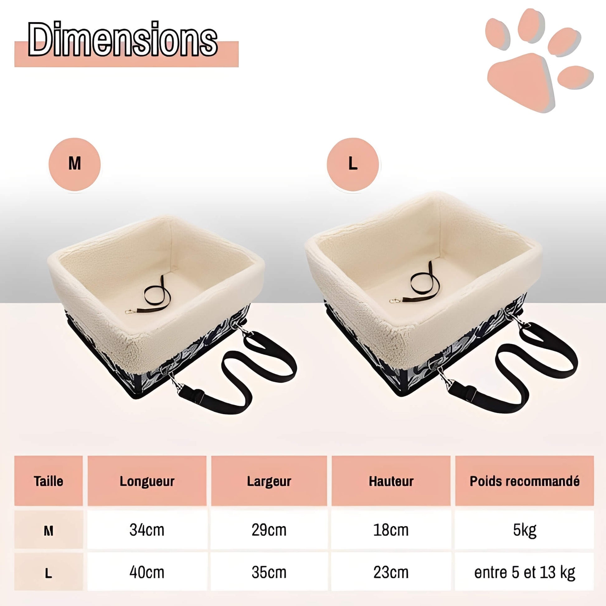 Panier de Transport pour Chien Sécurité et Confort en Voiture la niche de jules JuJuCarBooster dimensions