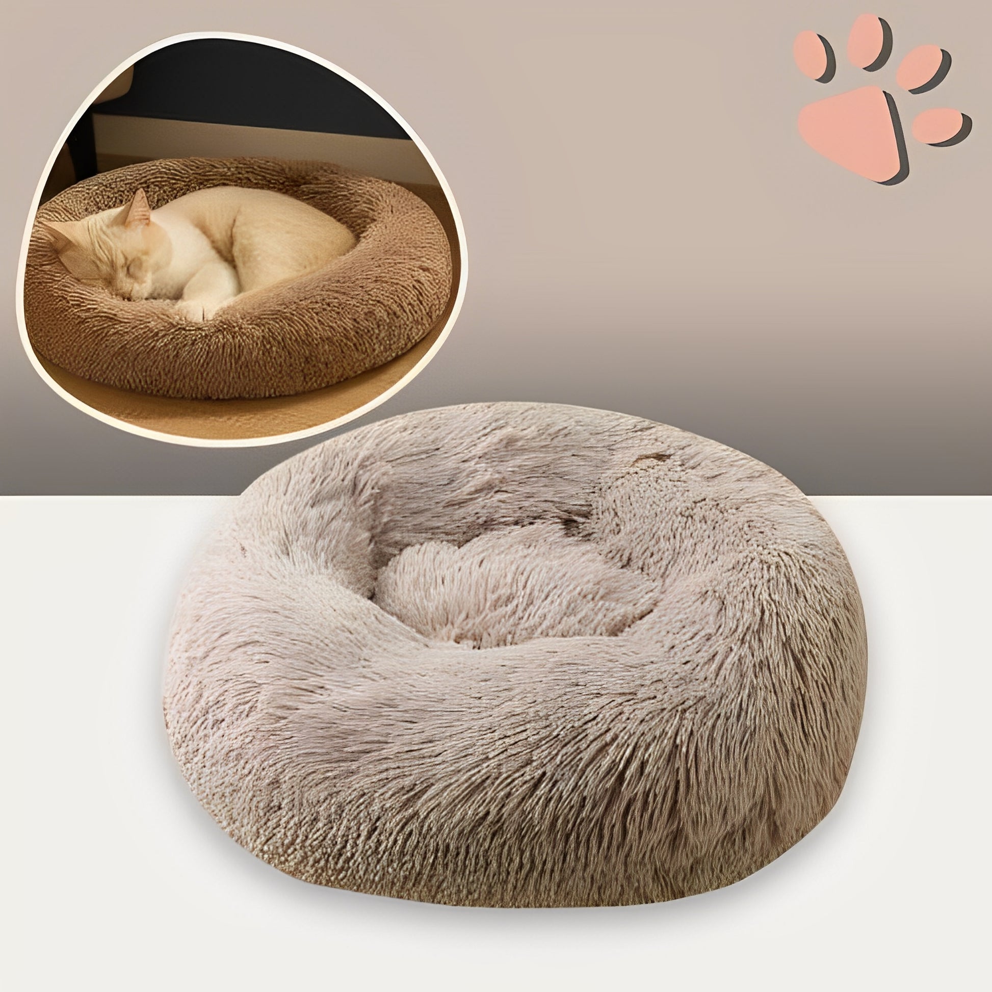 Panier pour chien et chat rond douillet la niche de jules jujudonutdelight variante beige