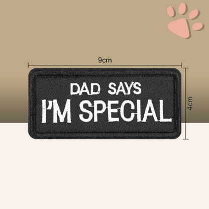 etiquettes velcro scratch pour harnais tactique chien la niche de jules dad says i m special