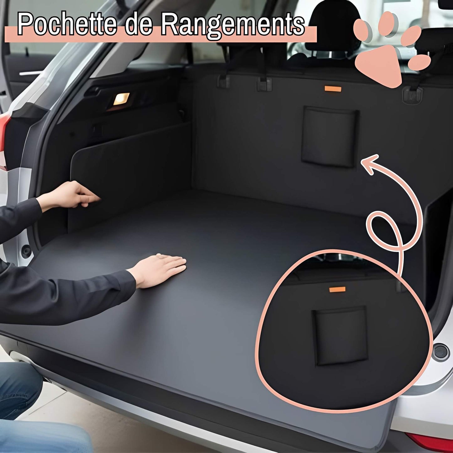 Protection voiture pour chiens la niche de jules JujuBlackProtect pochette rangements