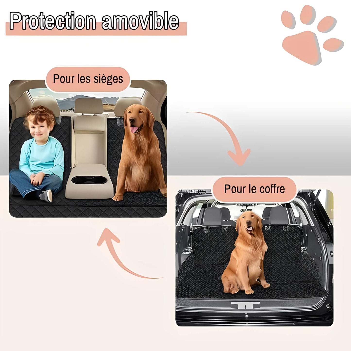 Protection Banquette Arrière Voiture pour Chien Anti Poils la niche de jules JUJUSEATSHIELD protection amovible