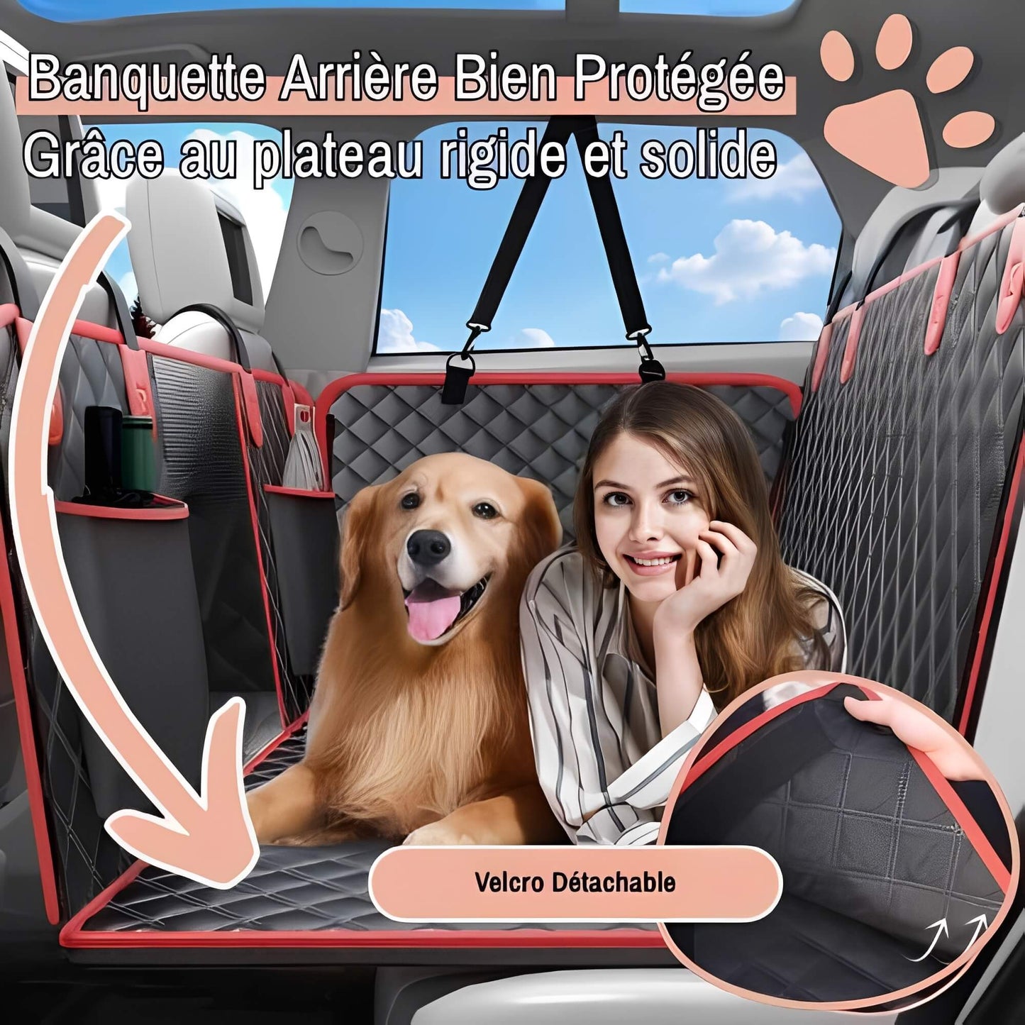 Protection Banquette Arrière Pour Voiture pour Chien la niche de Jules JuJuCarProtect banquette arrière bien protégée grâce au plateau rigide et solide