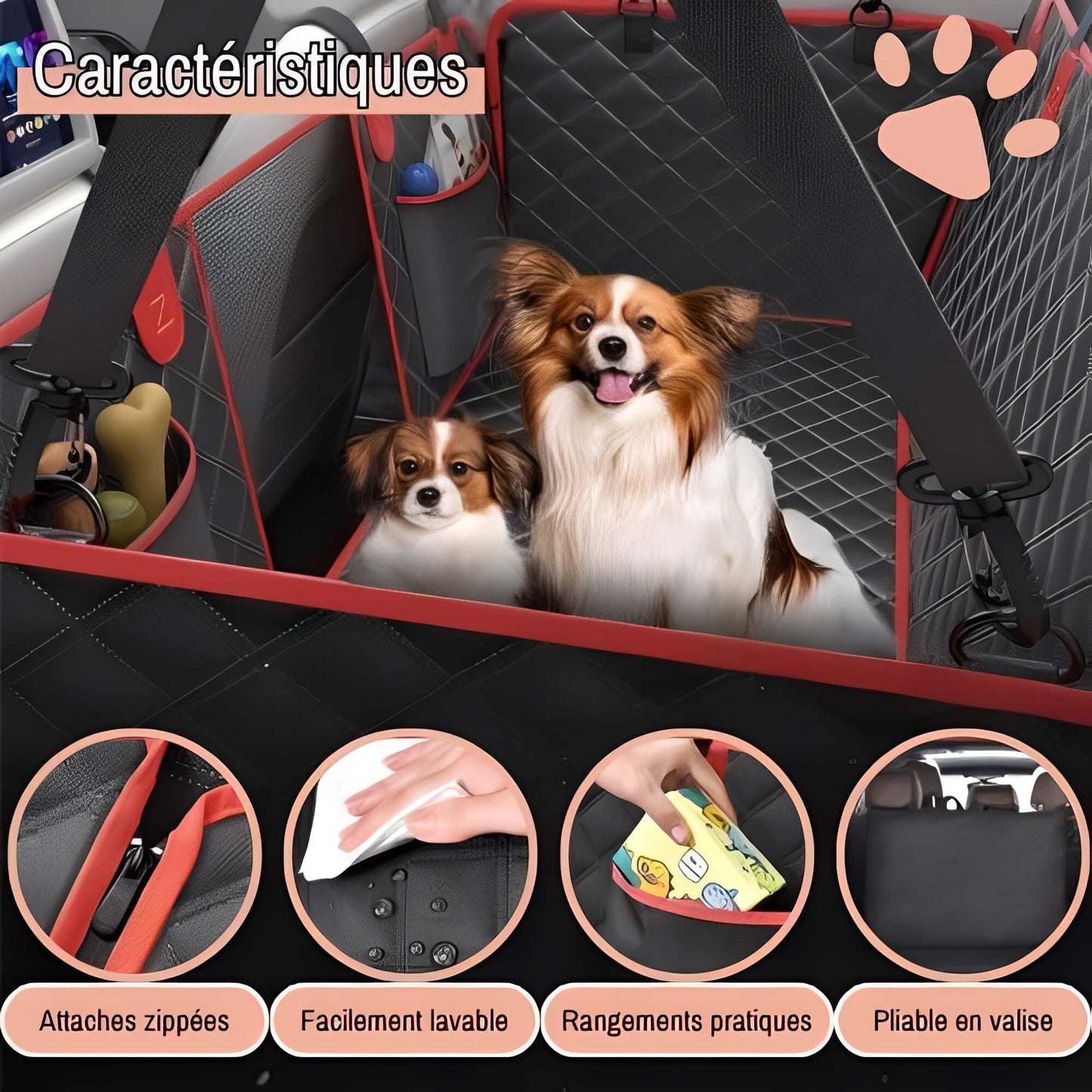 Protection Banquette Arriere Pour Voiture pour Chien la niche de Jules JuJuCarProtect caracteristiques