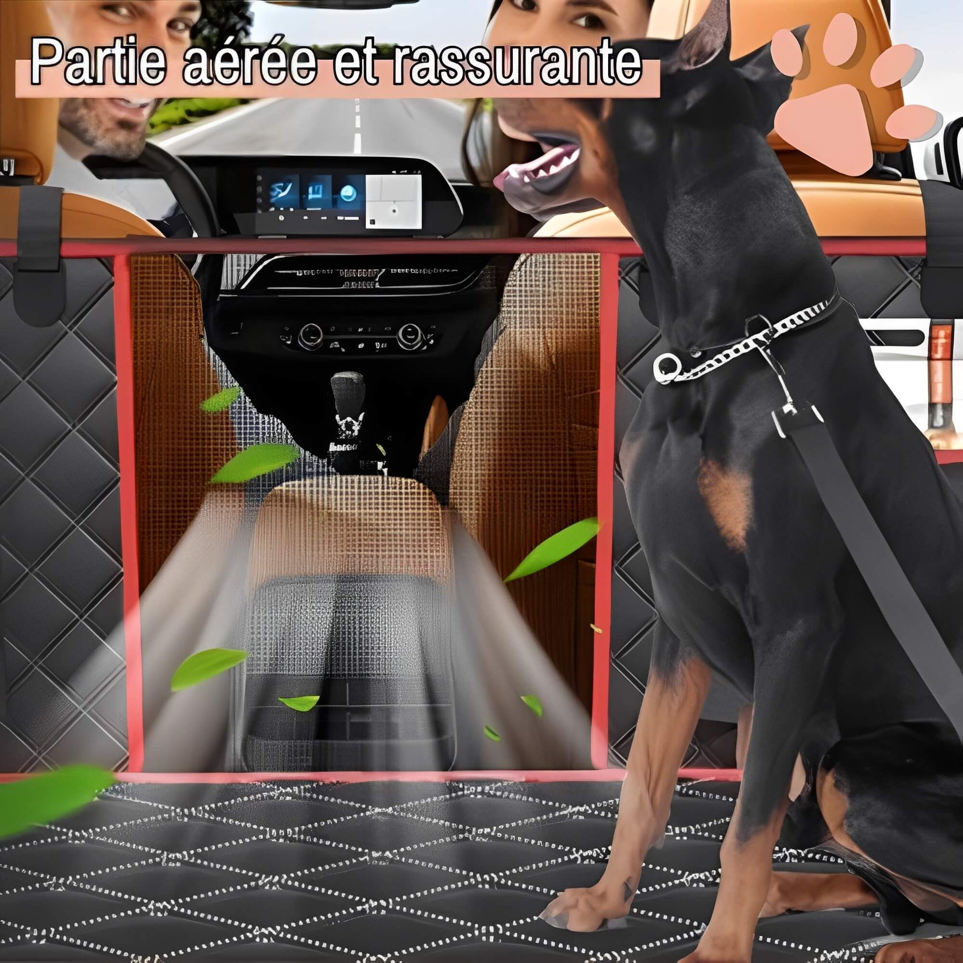 Protection Banquette Arrière Pour Voiture pour Chien la niche de Jules JuJuCarProtect partie aérée et rassurante