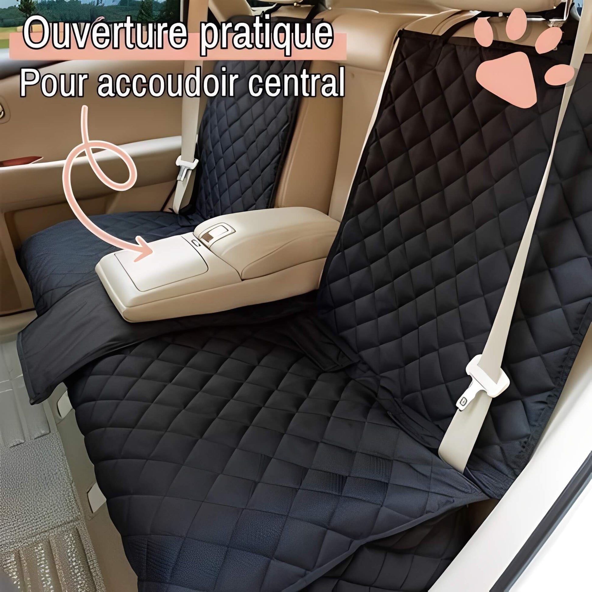 Protection Banquette Arrière Voiture pour Chien Anti Poils la niche de jules JUJUSEATSHIELD ouverture pratique pour accoudoir central