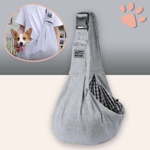 Sac de transport a bandouliere pour chien jujushoulderbag la niche de jules gris