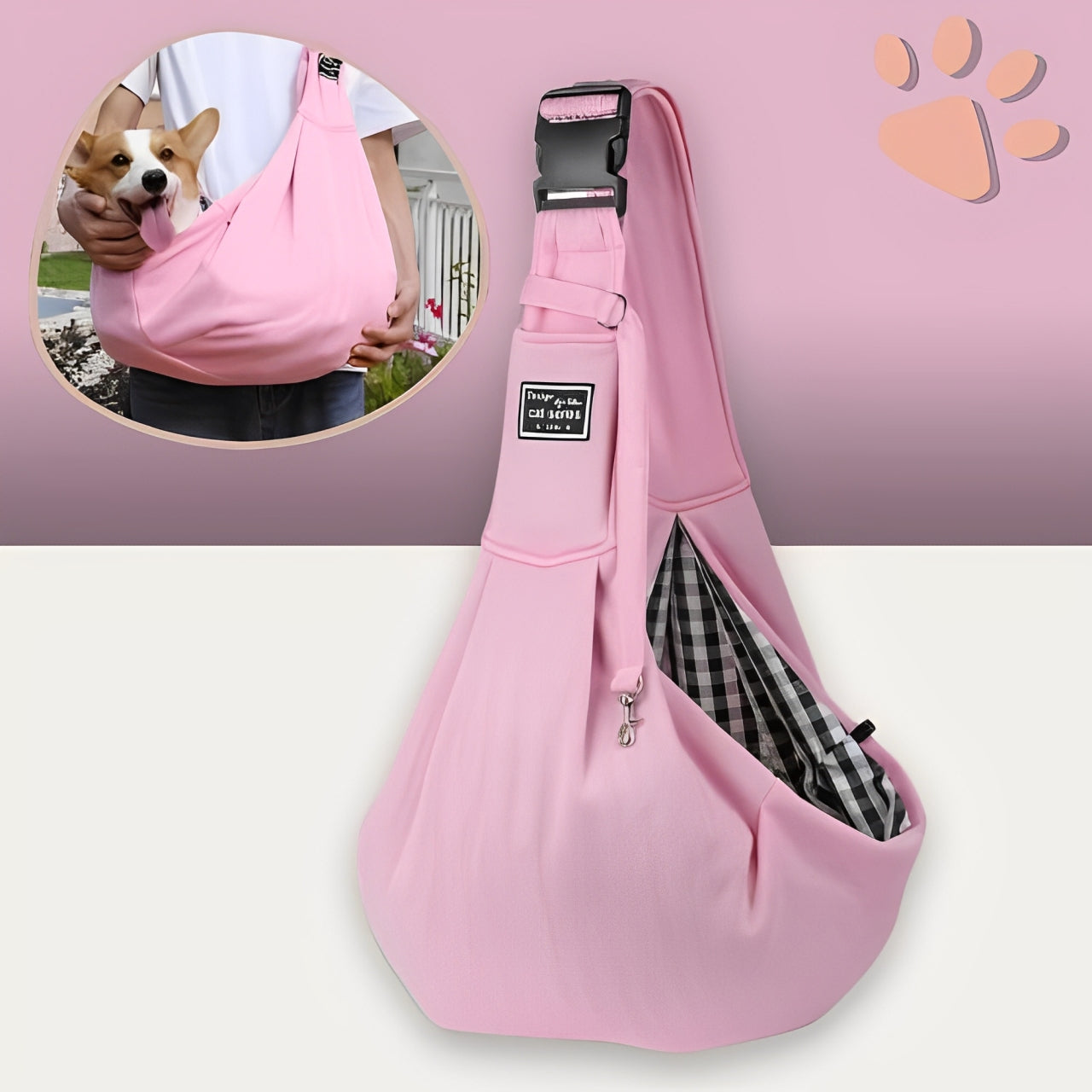 Sac de transport a bandouliere pour chien jujushoulderbag la niche de jules rose