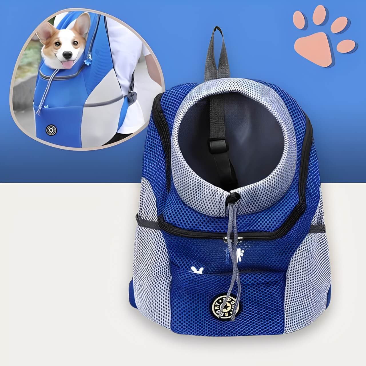 Sac de transport sac a dos pour chien jujubfbag la niche de jules bleu