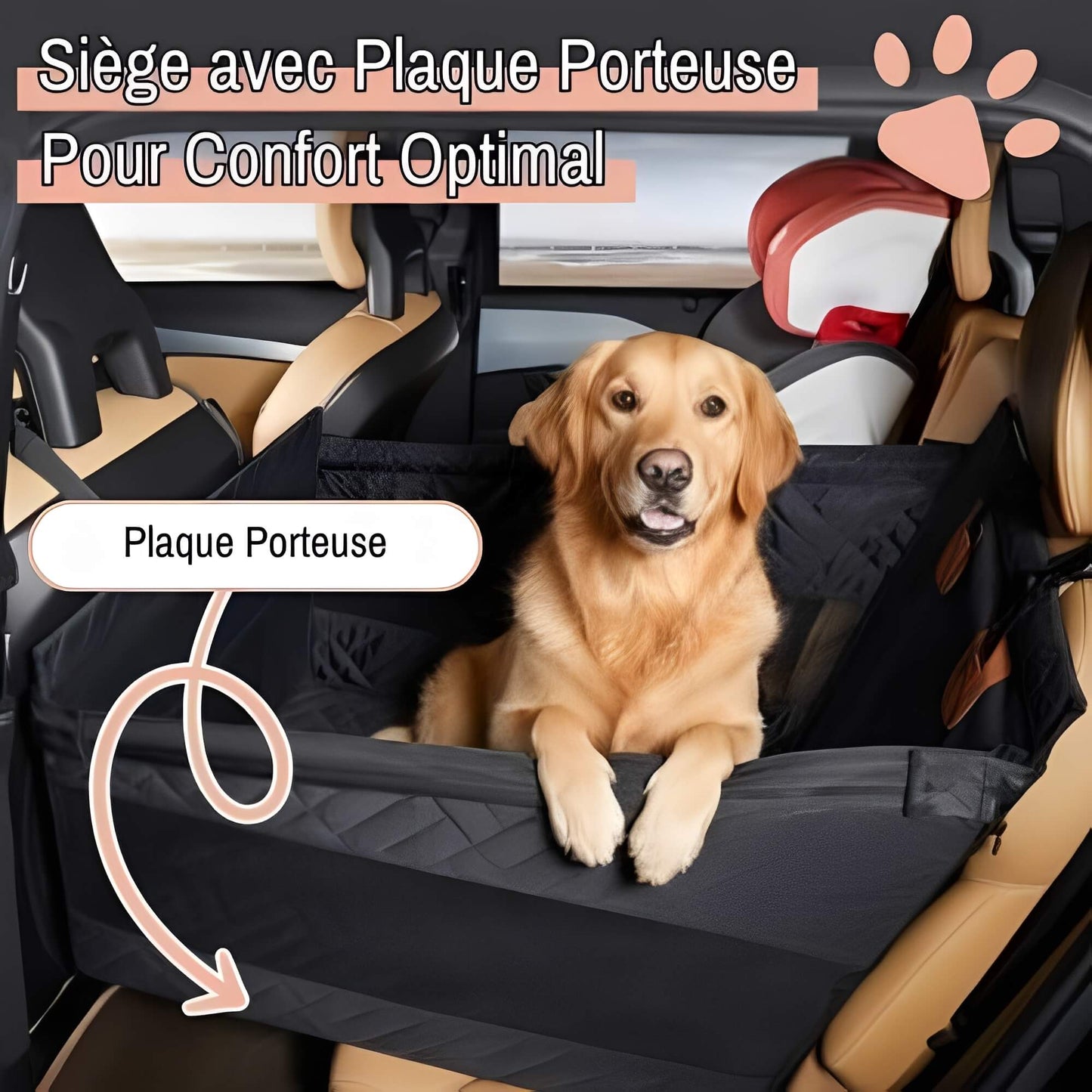 Siege de voiture pour chien Extension de siege arriere La Niche de Jules siege avec plaque porteuse confort optimal