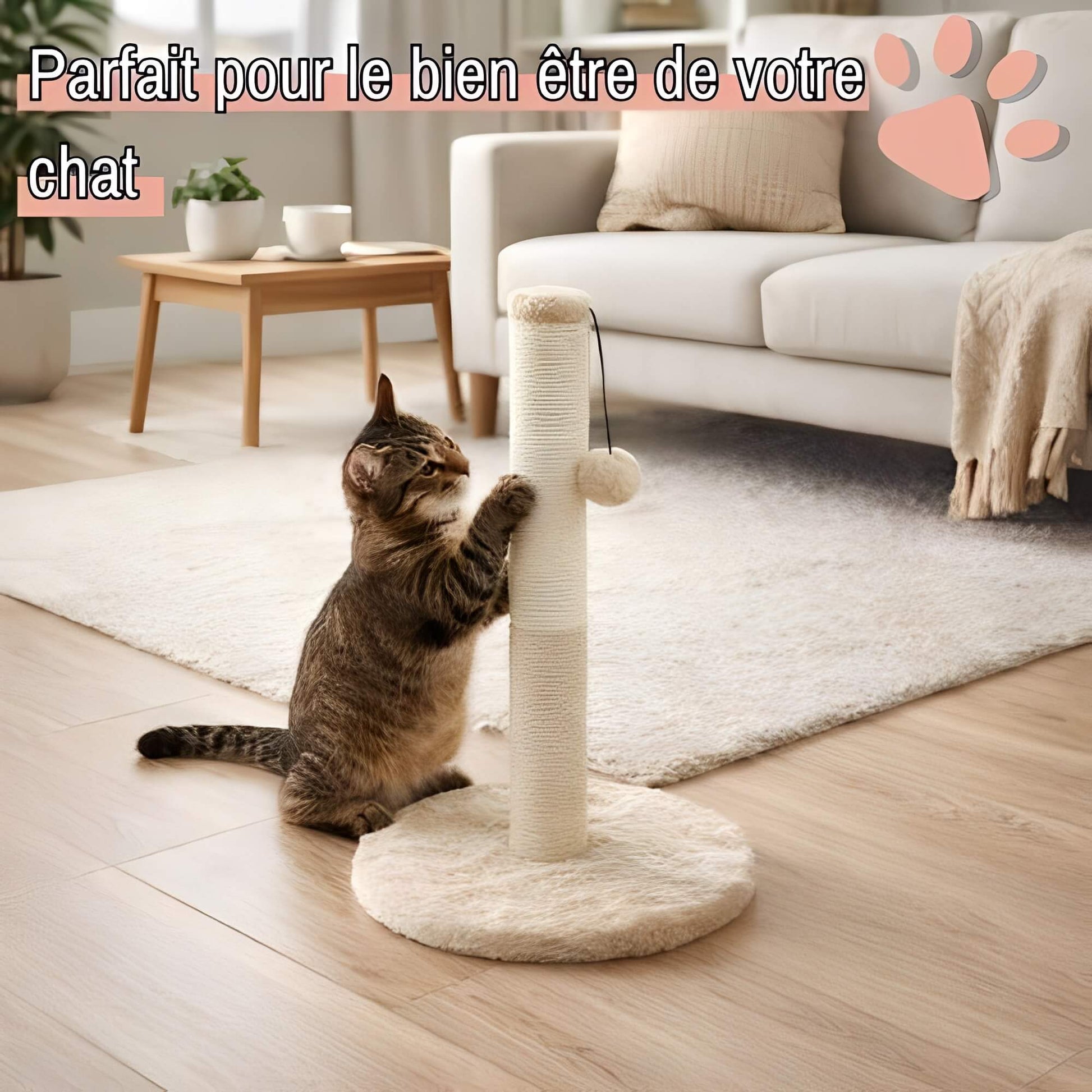 arbre a chat JujuLukiCatree la niche de jules parfait pour bien etre quotidien de votre chat ecru