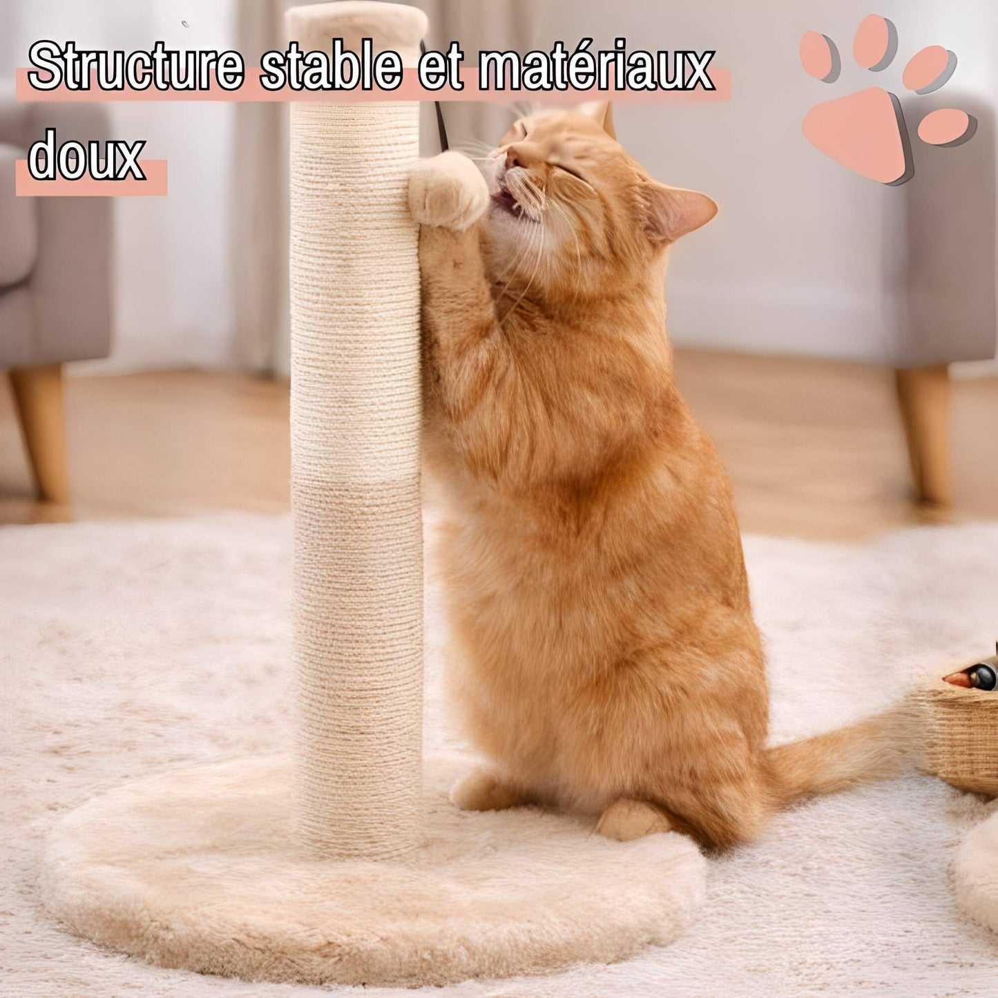 arbre a chat JujuLukiCatree la niche de jules structure stable et materiaux doux ecru