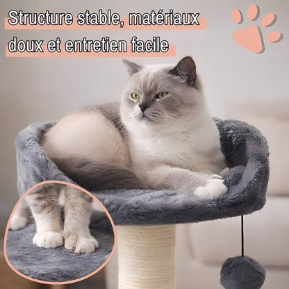 arbre a chat avec assise JujuCatLounge structure stable materiaux doux entretien facile