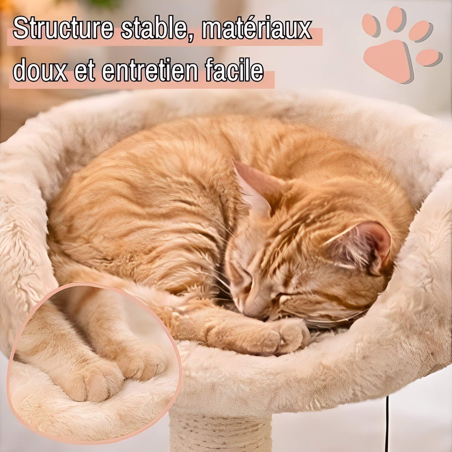 arbre a chat avec assise JujuCatLounge structure stable materiaux doux entretien facile