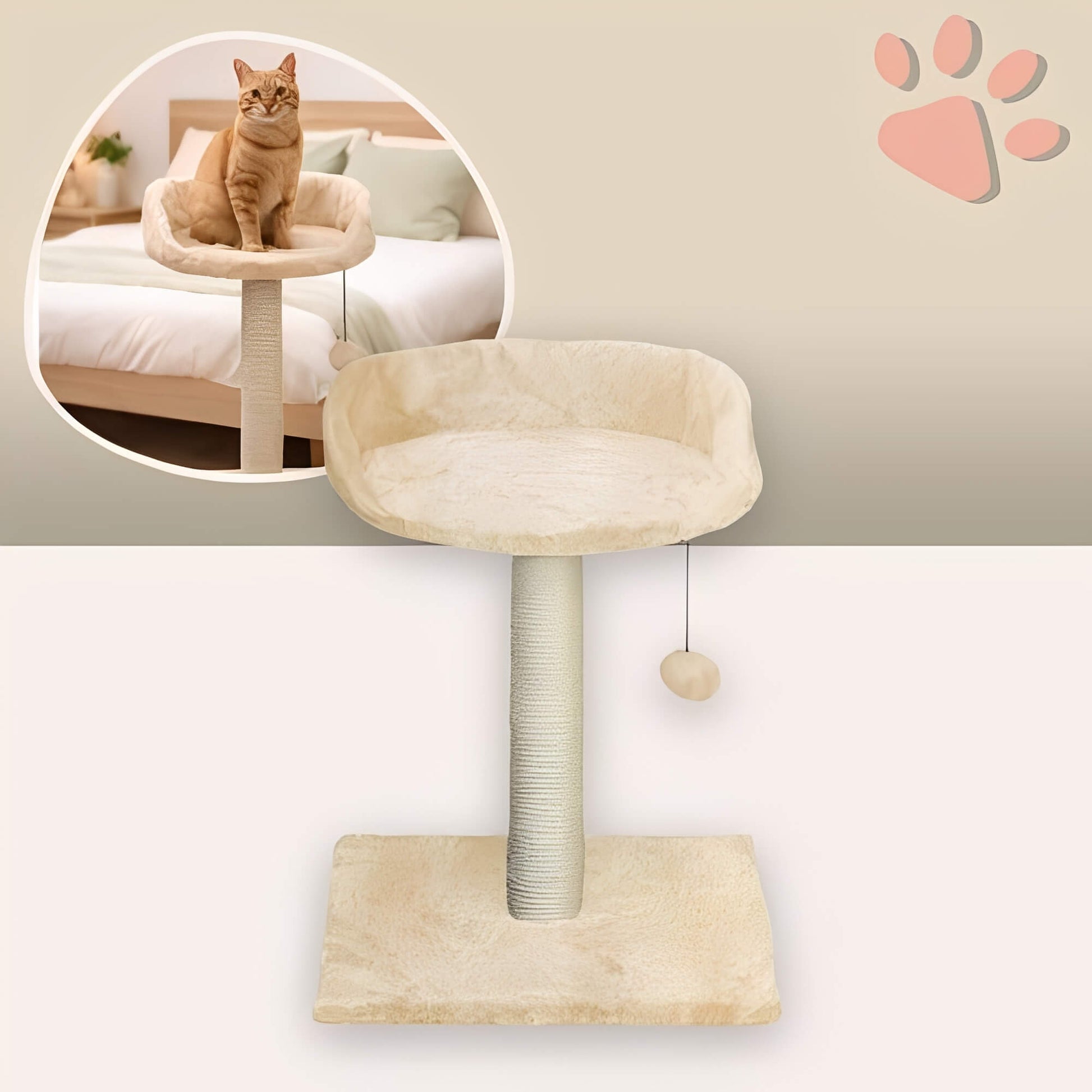 arbre a chat avec assise JujuCatLounge variante ecru