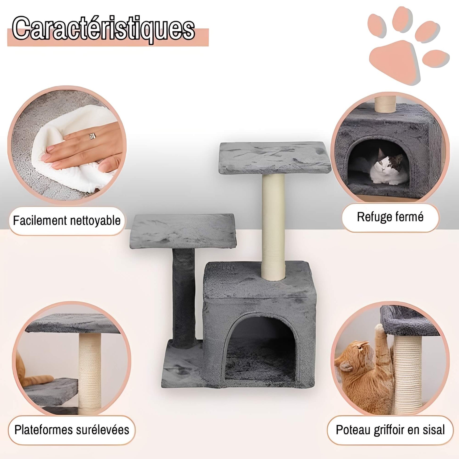 arbre a chat avec refuge JujuLukiRefugeCat la niche de jules caracteristiques