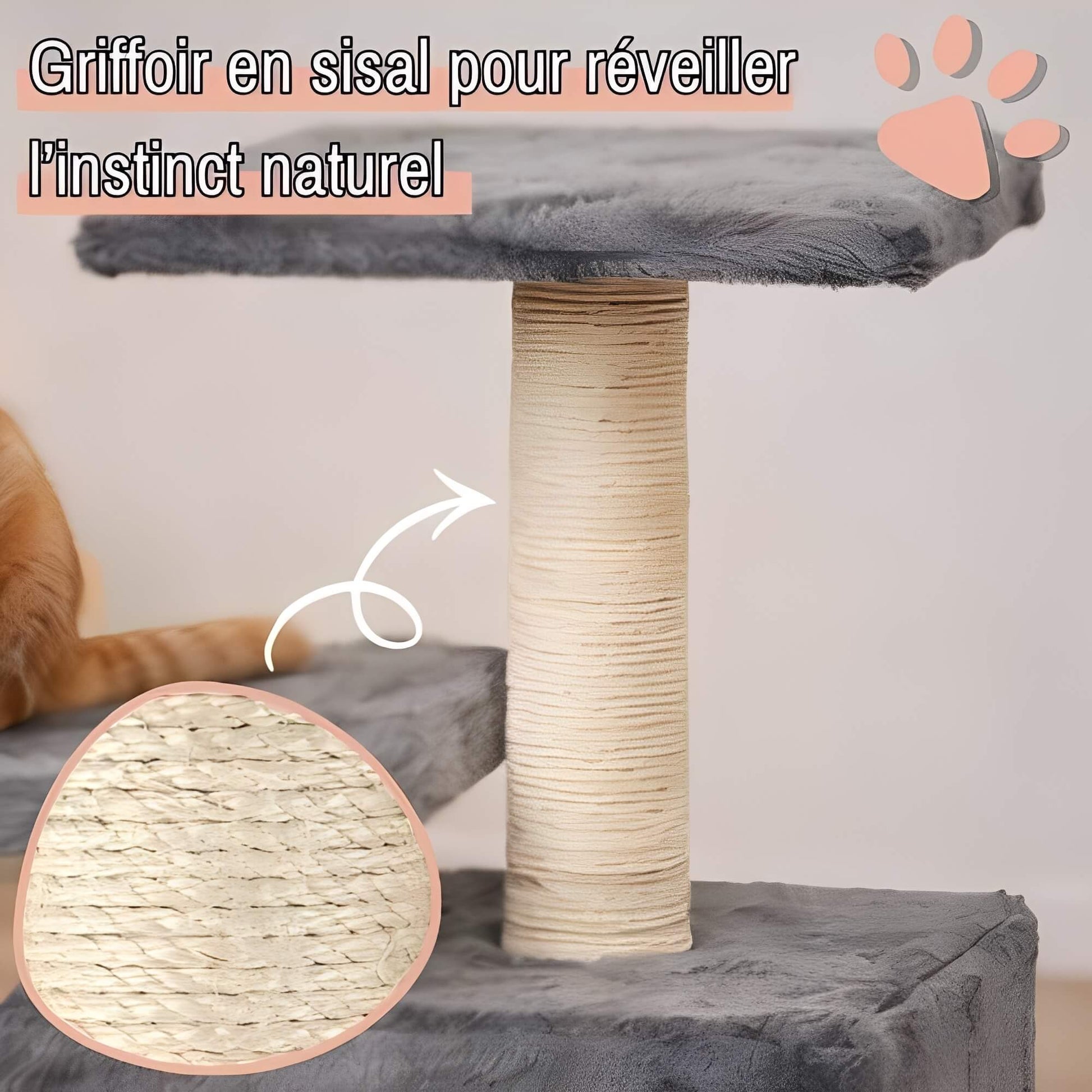 arbre a chat avec refuge JujuLukiRefugeCat la niche de jules griffoir en sisal reveiller instinct naturel