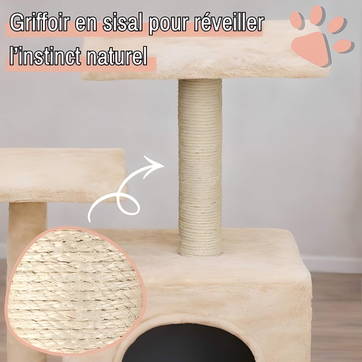 arbre a chat avec refuge JujuLukiRefugeCat la niche de jules griffoir sisal reveiller instinct naturel