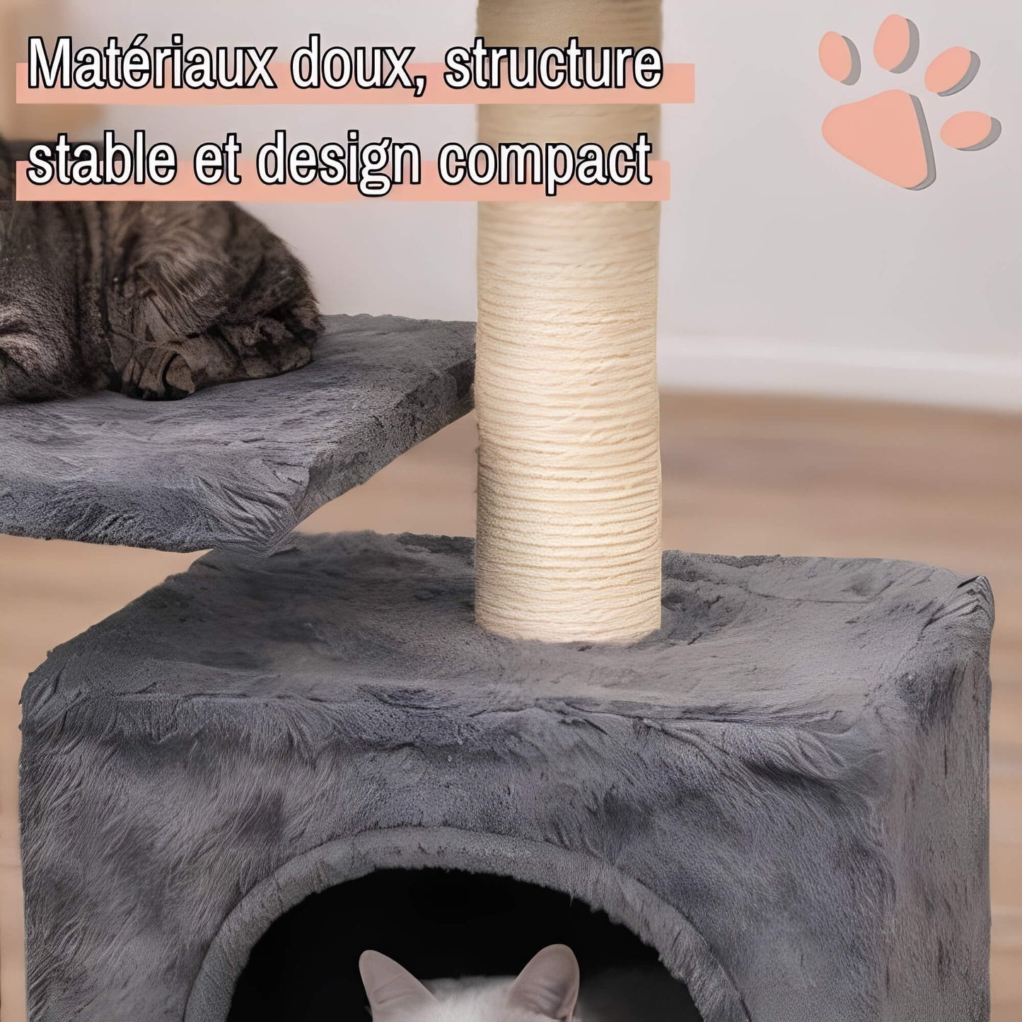 arbre a chat avec refuge JujuLukiRefugeCat la niche de jules materiaux doux structure stable design compact