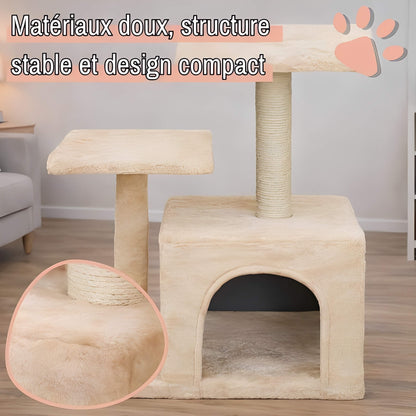 arbre a chat avec refuge JujuLukiRefugeCat la niche de jules materiaux doux structure stable design comptact