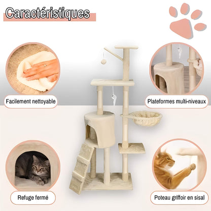 arbre a chat grand format JujuLukiNinjaWarrior la niche de jules caracteristiques ecru