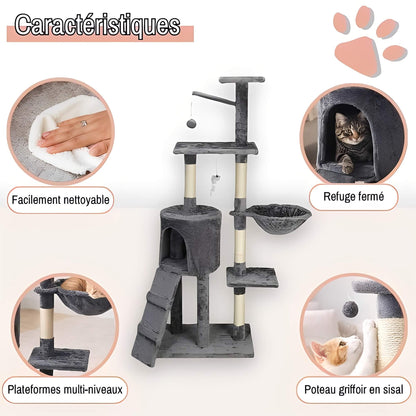 arbre a chat grand format JujuLukiNinjaWarrior la niche de jules caracteristiques gris anthracite