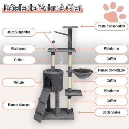 arbre a chat grand format JujuLukiNinjaWarrior la niche de jules details gris anthracite