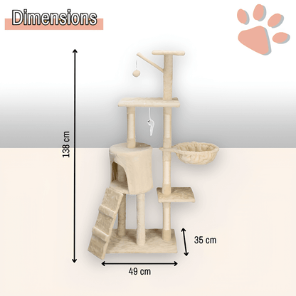 arbre a chat grand format JujuLukiNinjaWarrior la niche de jules dimensions gris ecru