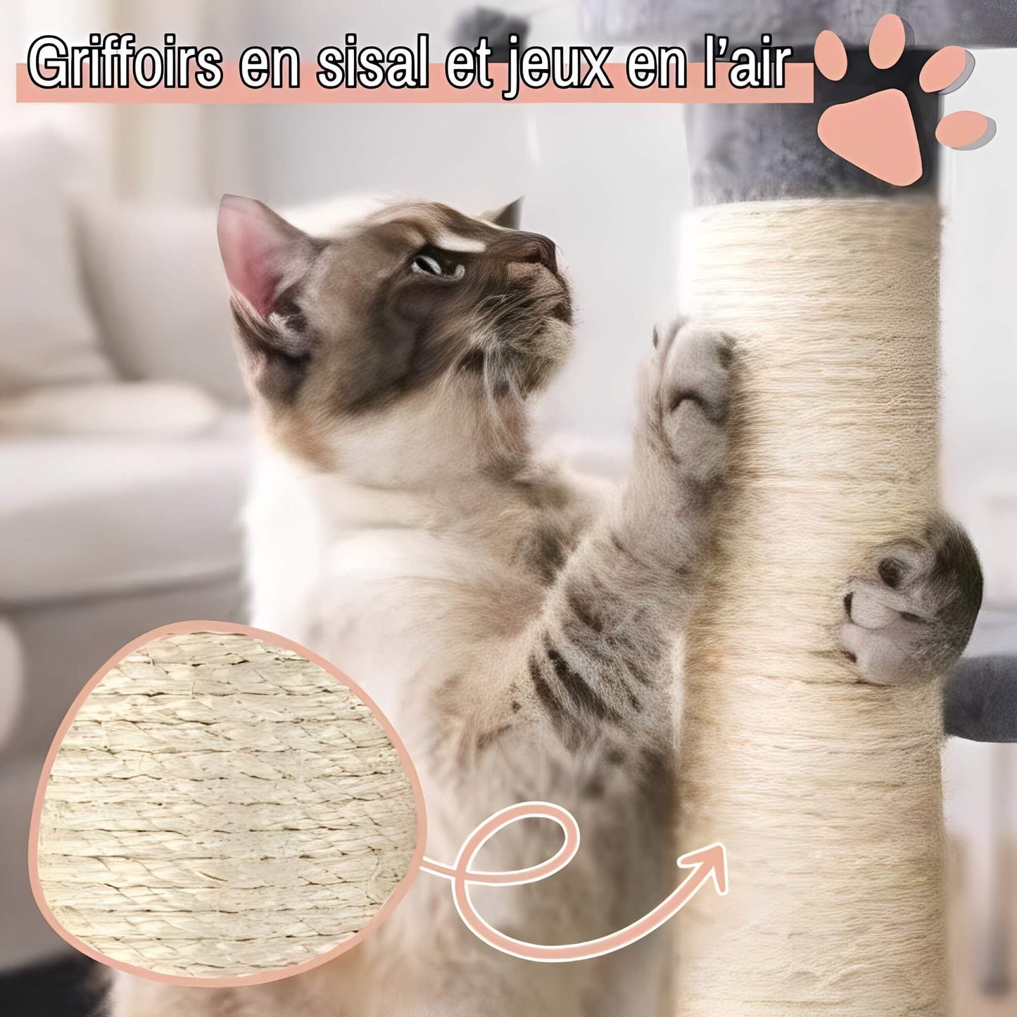 arbre a chat grand format JujuLukiNinjaWarrior la niche de jules griffoirs sisal jeux air gris anthracite