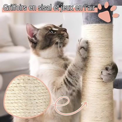 arbre a chat grand format JujuLukiNinjaWarrior la niche de jules griffoirs sisal jeux air gris anthracite