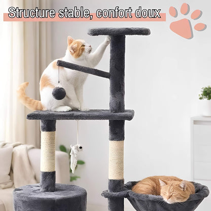 arbre a chat grand format JujuLukiNinjaWarrior la niche de jules structure stable confort doux gris anthracite