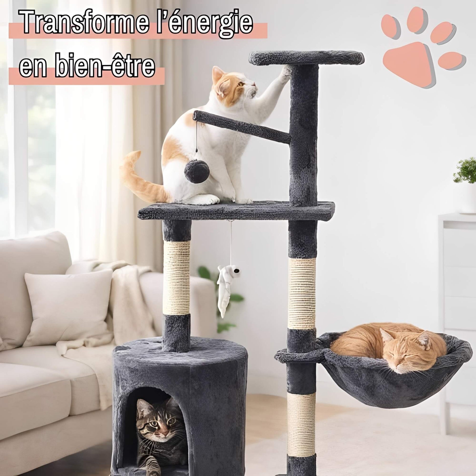 arbre a chat grand format JujuLukiNinjaWarrior la niche de jules transforme energie bien etre gris anthracite