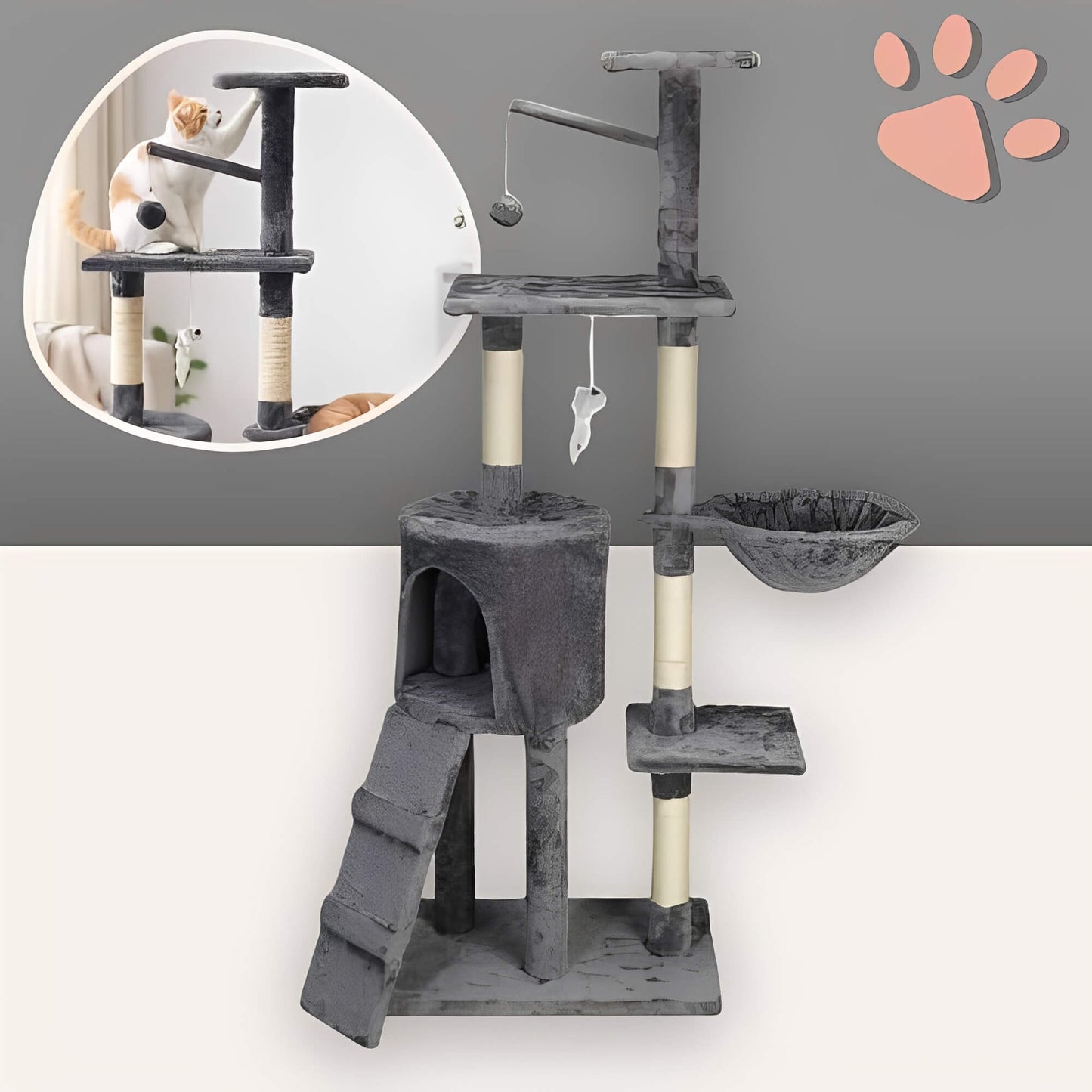 arbre a chat grand format JujuLukiNinjaWarrior la niche de jules variante gris anthracite