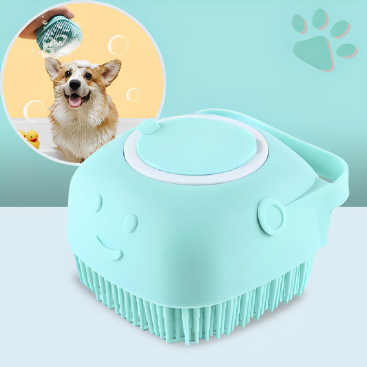 Brosse de lavage de bain pour chien avec réservoir JuJuBainBrosse la niche de jules bleu