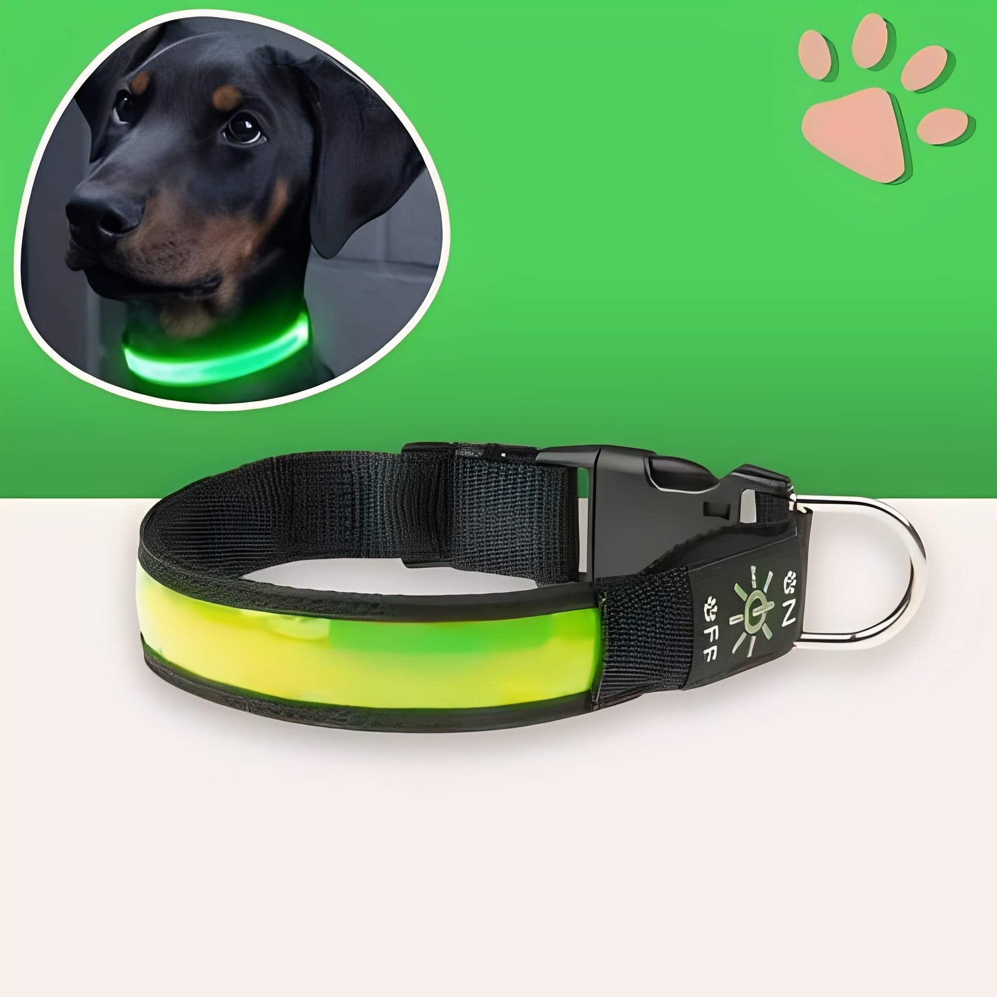 collier lumineux pour chien la niche de jules Jujulumicollar variante vert