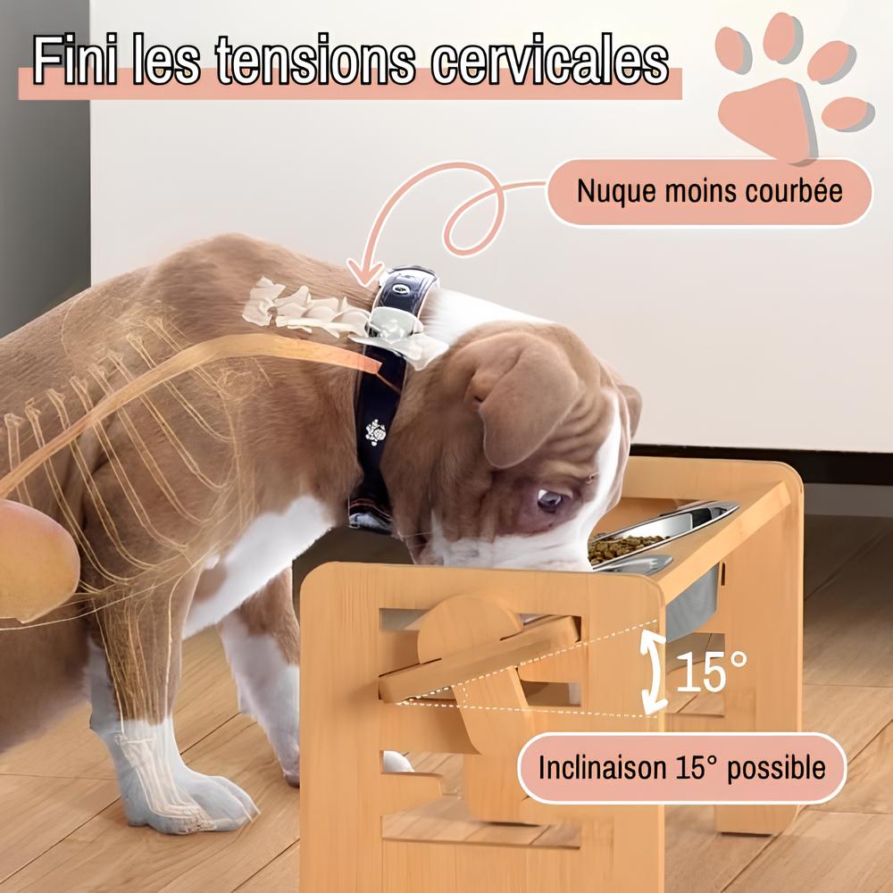 gamelle surélevée pour chien JuJuBambouBowl la niche de jules limite les tensions cervicales
